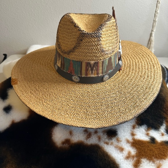 Wide brim tear drop Fedora straw ! - Picture 1 of 5